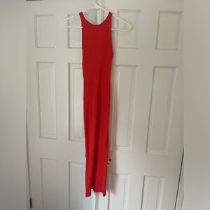 H&M Knit Bodycon Midi Dress Red/Orange